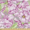thumbnail image 1 of Ambesonne Floral Fabric by the Yard, Peonies Watercolor Vintage, 3 Yards, Soft Pink and Apple Green, 1 of 1
