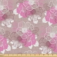 thumbnail image 1 of Ambesonne Floral Fabric by the Yard, Peonies on Checkered Back, 1 Yard, Soft Pink and Pale Grey, 1 of 5