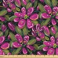 thumbnail image 1 of Ambesonne Floral Fabric by the Yard, Pink Spring Blossoms Plot, 5 Yards, Dark Magenta and Army Green, 1 of 1