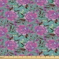thumbnail image 1 of Ambesonne Floral Fabric by the Yard Upholstery, Pinkish Flowers Repeating, 5 Yards, Pale Purple and Cadet Blue, 1 of 5