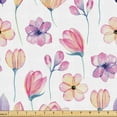 thumbnail image 1 of Ambesonne Floral Fabric by the Yard Upholstery, Simple Flowers Romance Print, 1 Yard, Pink Pale Yellow and Blue, 1 of 5