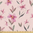 thumbnail image 1 of Ambesonne Floral Fabric by the Yard Upholstery, Soft Tones Flowers Spring, 10 Yards, Pale Rose Pink and Sage Green, 1 of 1