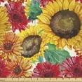 thumbnail image 1 of Ambesonne Floral Fabric by the Yard Upholstery, Sunflowers and Gerbera Art, 5 Yards, Earth Yellow and Dark Fuchsia, 1 of 1