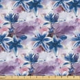 thumbnail image 1 of Ambesonne Floral Fabric by the Yard Upholstery, Tiger Lily Flowers Splashes, 5 Yards, Dark Violet and Purple Grey, 1 of 1