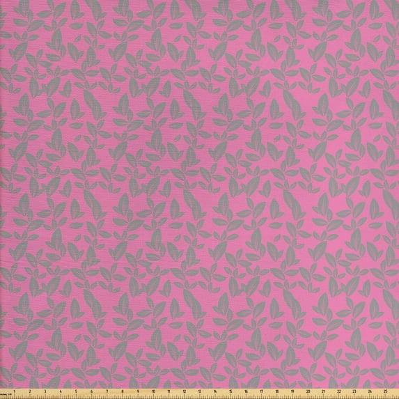 Ambesonne Floral Fabric by the Yard Upholstery, Big Grey Flowers Petals, 3 Yards, Pink and Grey