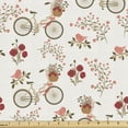 thumbnail image 1 of Ambesonne Floral Fabric by the Yard Upholstery, Bikes Poppy Flowers, 1 Yard, Multicolor, 1 of 5