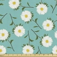 thumbnail image 1 of Ambesonne Floral Fabric by the Yard Upholstery, Blooming Asters and Leaves, 10 Yards, Seafoam Marigold White, 1 of 5