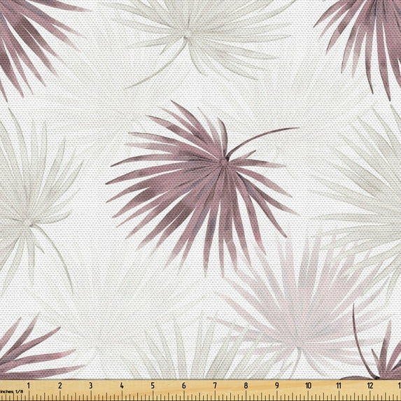 Ambesonne Floral Fabric by the Yard Upholstery, Bohemian Blossom Pattern Art, 5 Yards, Eggplant White Pale Grey