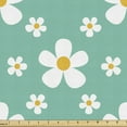 thumbnail image 1 of Ambesonne Floral Fabric by the Yard Upholstery, Cartoon Chamomile Flowers, 2 Yards, Cadet Blue White and Mustard, 1 of 5