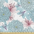 thumbnail image 1 of Ambesonne Floral Fabric by the Yard Upholstery, Chrysanthemum Pattern Print, 1 Yard, Pale Blue and Pastel Pink, 1 of 5