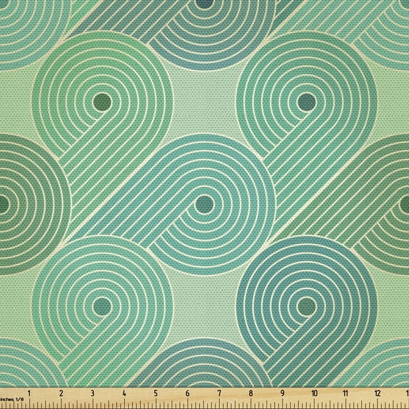 Ambesonne Floral Fabric by the Yard Upholstery, Clouds Abstract Geometric, 5 Yards, Sea Green Dark Seafoam