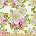 thumbnail image 1 of Ambesonne Floral Fabric by the Yard Upholstery, Colorful Flowers Ornament, 3 Yards, Pastel Pink and Yellow Green, 1 of 1