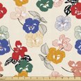 thumbnail image 1 of Ambesonne Floral Fabric by the Yard Upholstery, Colorful Pansy Flowers Art, 5 Yards, Forest Green Persian Blue, 1 of 5