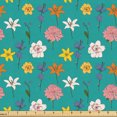 thumbnail image 1 of Ambesonne Floral Fabric by the Yard Upholstery, Colorful Summer Flourishing, 5 Yards, Dark Seafoam and Multicolor, 1 of 1