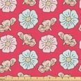 thumbnail image 1 of Ambesonne Floral Fabric by the Yard Upholstery, Contemporary Flowers Art, 3 Yards, Dark Coral and Pale Peach, 1 of 1