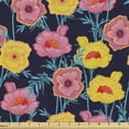 thumbnail image 1 of Ambesonne Floral Fabric by the Yard Upholstery, Continuous Meadow Flowers, 3 Yards, Dark Blue Multicolor, 1 of 5
