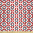 thumbnail image 1 of Ambesonne Floral Fabric by the Yard Upholstery, Cutsy Circles Flowers Leaves, 1 Yard, Dark Coral Sea Blue, 1 of 5