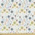 thumbnail image 1 of Ambesonne Floral Fabric by the Yard Upholstery, Doodle Style Botanical, 2 Yards, White Multicolor, 1 of 5
