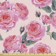 thumbnail image 1 of Ambesonne Floral Fabric by the Yard Upholstery, English Roses Retro Garden, 3 Yards, Dark Pink and Cadet Blue, 1 of 5