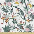 thumbnail image 1 of Ambesonne Floral Fabric by the Yard Upholstery, Exotic Flower Rose Bud Leaf, 2 Yards, White Multicolor, 1 of 5