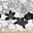 thumbnail image 1 of Ambesonne Floral Fabric by the Yard Upholstery, Exotic Orchid Contours Art, 1 Yard, Black and Off White, 1 of 5