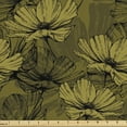 thumbnail image 1 of Ambesonne Floral Fabric by the Yard Upholstery, Fowers in Earth Tones Art, 5 Yards, Fawn Green Brown, 1 of 5