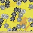 thumbnail image 1 of Ambesonne Floral Fabric by the Yard Upholstery, Greyscale Spring Field Motif, 1 Yard, Yellow Grey and Orange, 1 of 5