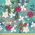 thumbnail image 1 of Ambesonne Floral Fabric by the Yard Upholstery, Grunge Colorful Flowers Art, 5 Yards, Dark Pink Turquoise and Grey, 1 of 5