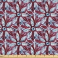 thumbnail image 1 of Ambesonne Floral Fabric by the Yard Upholstery, Grunge Flowers Batik Art, 3 Yards, Pale Maroon and Slate Blue, 1 of 1