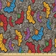 thumbnail image 1 of Ambesonne Floral Fabric by the Yard Upholstery, Grunge Water Flower Drawing, 3 Yards, Sea Blue Earth Yellow, 1 of 1