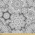 thumbnail image 1 of Ambesonne Floral Fabric by the Yard Upholstery, Hand Drawn Lines Curves, 1 Yard, Black White, 1 of 5