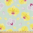 thumbnail image 1 of Ambesonne Floral Fabric by the Yard Upholstery, Japanese Blooming Orchid, 10 Yards, Mint Green and Pastel Yellow, 1 of 1