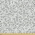 thumbnail image 1 of Ambesonne Floral Fabric by the Yard Upholstery, Leaves and Tiny Flowers Art, 3 Yards, Charcoal Grey and White, 1 of 5
