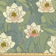 thumbnail image 1 of Ambesonne Floral Fabric by the Yard Upholstery, Lily Flowers Illustrations, 2 Yards, Pistachio Green and Cream, 1 of 1
