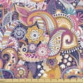 thumbnail image 1 of Ambesonne Floral Fabric by the Yard Upholstery, Modern Boho Leaves Petals, 5 Yards, Orange Purple Pink, 1 of 5