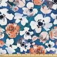 thumbnail image 1 of Ambesonne Floral Fabric by the Yard Upholstery, Modern Flourishes Flowers, 10 Yards, Dark Teal Orange, 1 of 5