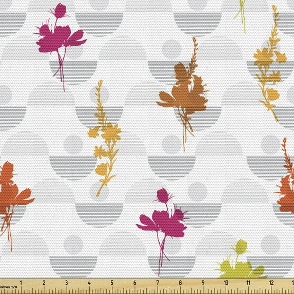 Ambesonne Floral Fabric by the Yard Upholstery, Modern Wildflower Motifs, 3 Yards, Multicolor