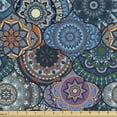 thumbnail image 1 of Ambesonne Floral Fabric by the Yard Upholstery, Moroccan Mosaic Blue Details, 2 Yards, Multicolor, 1 of 5