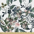 thumbnail image 1 of Ambesonne Floral Fabric by the Yard Upholstery, Nature Romance Rose Branches, 10 Yards, White Multicolor, 1 of 5