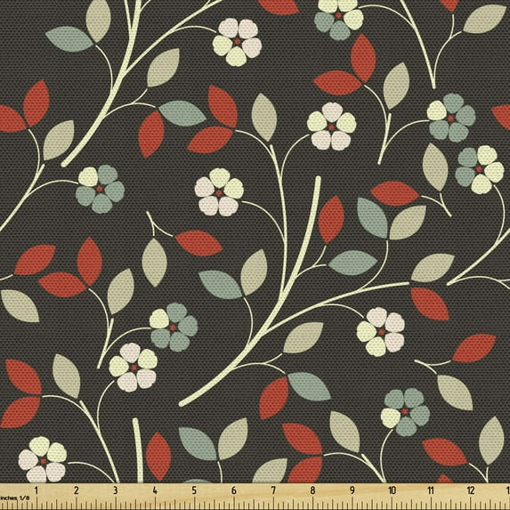 Ambesonne Floral Fabric by the Yard Upholstery, Nostalgic Garden Retro, 1 Yard, Multicolor