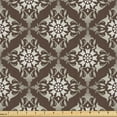 thumbnail image 1 of Ambesonne Floral Fabric by the Yard Upholstery, Oriental Damask Pattern Art, 10 Yards, Umber Ivory, 1 of 1