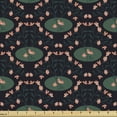 thumbnail image 1 of Ambesonne Floral Fabric by the Yard Upholstery, Oval Shapes Flowers Plot, 5 Yards, Hunter Green Pale Rust, 1 of 5