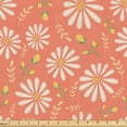 thumbnail image 1 of Ambesonne Floral Fabric by the Yard Upholstery, Pastel Chamomiles Leaves Art, 2 Yards, Dark Peach Pastel Yellow, 1 of 5