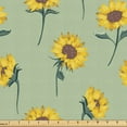 thumbnail image 1 of Ambesonne Floral Fabric by the Yard Upholstery, Pastel Sunflowers Pattern, 5 Yards, Pale Khaki and Mustard, 1 of 5