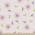 thumbnail image 1 of Ambesonne Floral Fabric by the Yard Upholstery, Pink Blooming Flowers Art, 1 Yard, Pale Pink Lime Green, 1 of 5