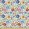 thumbnail image 1 of Ambesonne Floral Fabric by the Yard Upholstery, Polish Colorful Foliage, 5 Yards, Multicolor, 1 of 5