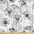 thumbnail image 1 of Ambesonne Floral Fabric by the Yard Upholstery, Poppies Botanical Monochrome, 1 Yard, Charcoal Grey and White, 1 of 5