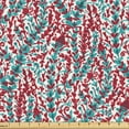 thumbnail image 1 of Ambesonne Floral Fabric by the Yard Upholstery, Repeating Botanical Pattern, 5 Yards, Raspberry Dark Seafoam, 1 of 1