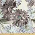 thumbnail image 1 of Ambesonne Floral Fabric by the Yard Upholstery, Retro Gerbera Petals Leaves, 2 Yards, Taupe Lilac Ivory, 1 of 5