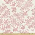 thumbnail image 1 of Ambesonne Floral Fabric by the Yard Upholstery, Rose with Leaves Botany Art, 3 Yards, Pale Mauve Pastel Pink, 1 of 5